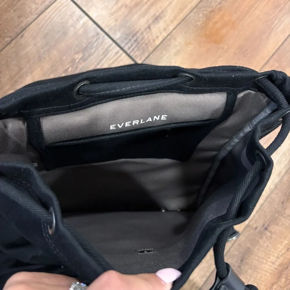 Everlane Modern Twill Snap Backpack Women Black Canvas Medium Minimalist